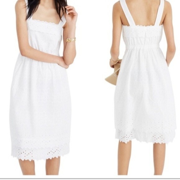 Madewell white Eyelet Tiered Midi sleeveless Dress - Picture 1 of 13